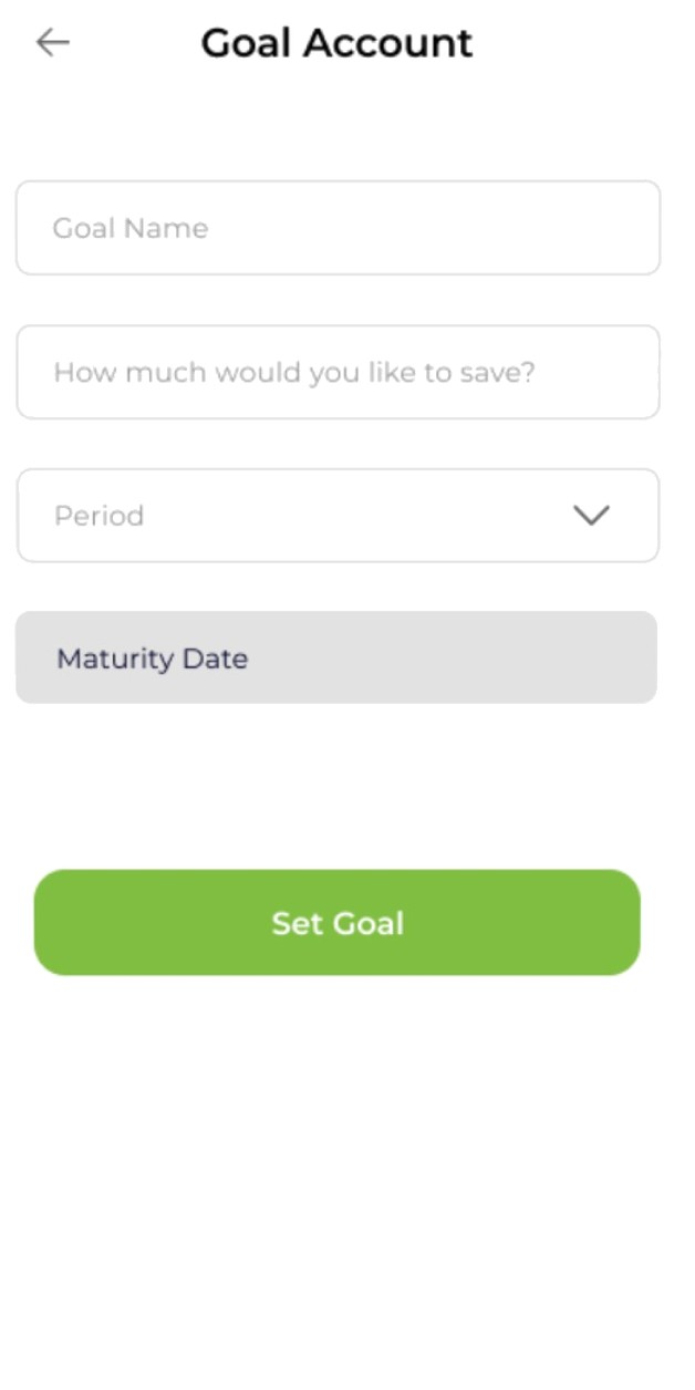 KCB Goal Account: set a goal form with name, amount, period and maturity date