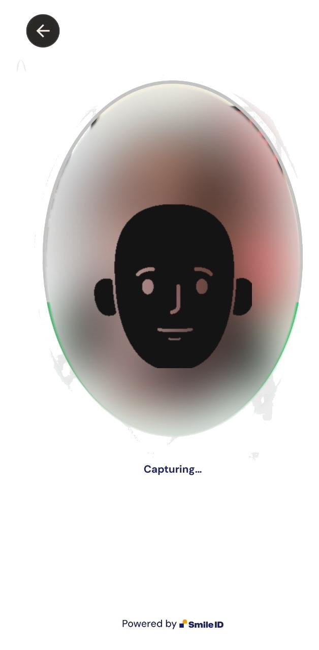 v12 capture screen: the oval turning green while capturing, with the SDK illustration standing in for the person